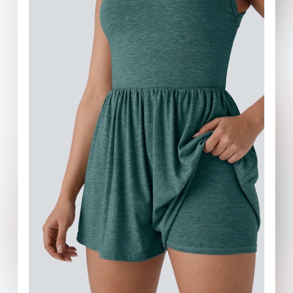HALARA easy peazy Teal Green Sleeveless Romper - Picture 4 of 7
